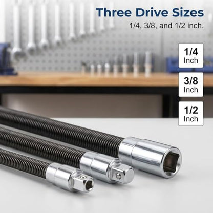 360° Electric Wrench Sleeve Universal Extension Rod, 2026 New Flexible Shaft Extension High Torque Spring Steel Extension, Flex Reach Extensions Bar for Tight Spaces, Automotive, DIY Projects
