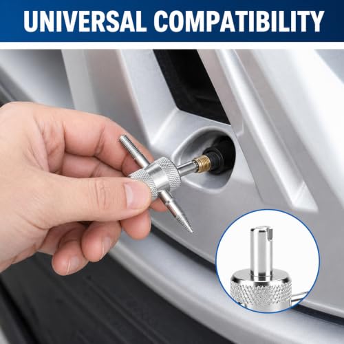 2PCS 4-Way Valve Core Removal Tool 4-in-1 Universal Valve Stem Tool | Multifunctional Tire Valve Stem Removal Tool for Car Bicycle Bike Motorcycle Tire Repair Accessories