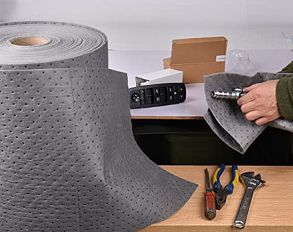 A A IN 2pack Oil Absorbent Pads, Oil Maintenance Mat Roll for All Purpose Super Absorbent Mat Roll, Gray, 150' L x 15" W.(LT010A2) - style: 2pack 150' L x 15"