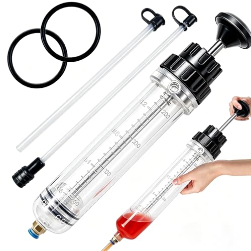 200 CC Fluid Extractor for Oil, Gasoline & Power Steering 、Brake Fluid, Multi-Purpose Syringe for Liquid Transfer & Transmission Transfer Pump, Fuel Stabilizer Compatible Fluid Evacuator - color: 1PCS-200CC