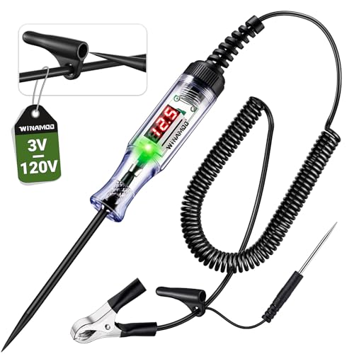 WINAMOO Automotive Test Light with 3-120V LED Digital Voltage Display, Auto Circuit Tester with Voltmeter & Dual Color Polarity Indicate, Electric Test Pen w/Stainless Probe for Car/Truck/SUV Checker - size: 3V-120V