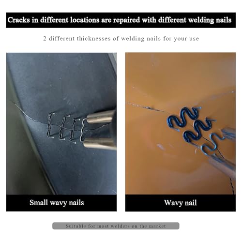 600PCS Hot Staples Welding Rods, 0.6mm 0.8mm Wave Shape Bumper Dashboard Repair Welding Wire, Metal Plastic Welding Staples Supplies for Machine Repair, Car Accessories - color: 600pcs