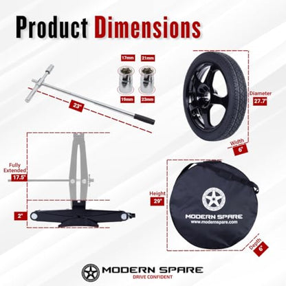 Modern Spare - Fits 2021-2026 Toyota Sienna - Complete Compact Spare Tire Kit With Carrying Case