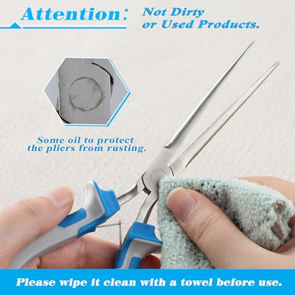 SPEEDWOX 7-Inch Micro Extra Long Needle Nose Pliers with Serrated Jaw | 79mm Longer Jaws Mini Size, Fishing Pliers, Jewelry Making, Hook Removing, Hand Tools, Spring loading one-handed Operate - style: Micro Extra Long Needle Nose Pliers