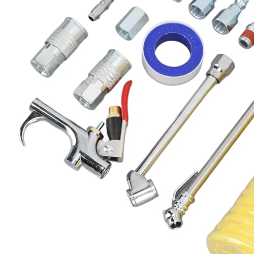 Pomya Air Blow Set, 20Pcs Pneumatic Tools Kit with Quick Connector, Stainless Steel Air Blow Accessory Set for Cleaning and Maintenance
