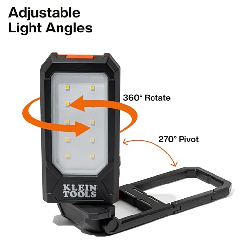 Klein Tools 56079 Slim Rechargeable Personal Work Light, 500-Lumen, Magnetic LED Portable Flashlight, 360-Degree Rotation and Carabiner, USB-C Rechargeable Inspection Light