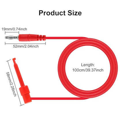 2Pack 4mm Banana Plug Test Leads to Test Hook Clips Multimeter Electrical 4mm Banana Plug Silicone Flexible Copper Cable 1 Meter for Multimeter Electrical Testing - color: 2set banana to hook