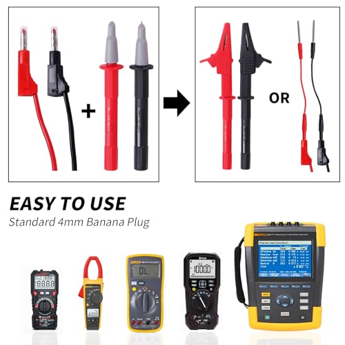 Multimeter Test Lead Kit, Piercing Probes, 4mm Plug Test Strips, Large Alligator Clips, Etc., Suitable for Multimeter and Voltmeter Testing and Electronic Repair(13 Pack) - size: 13 Pcs Kit