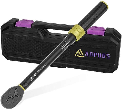 ANPUDS 3/8" Click Torque Wrench, 5-45 Ft-Lb/6.8-61 Nm, Lightweight Aluminum | ±3% Accuracy, Small Mini, 72-Tooth Reversible Ratchet, Dual Scale, for Bike, Motorcycle, Auto Spark Plug Repair, DIYers - size: 5-45 ft-lb / 6.8-61 Nm