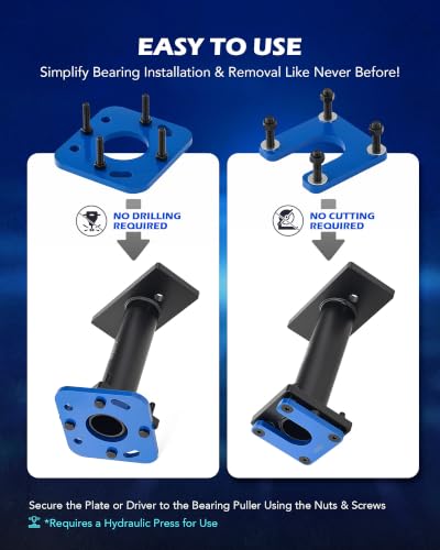 OMT Rear Axle Bearing Puller and Installer, Wheel Bearing Removal Tool | Compatible with 1995-1998 T100 1995-2004 Tacoma 1995-2020 4Runner 2000-2006 Tundra and 2004-2012 Hilux Pick-up - color: Black
