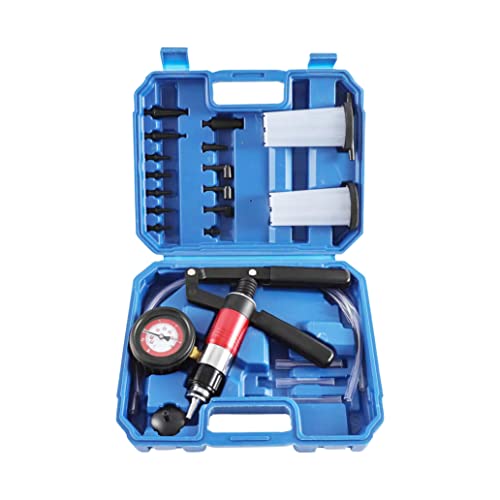 Yonligonju 23PCS Handheld Vacuum Pump Tester Brake Bleeder Kit Brake System Bleeding Tools with Adapters and 2 Reservoir Bottles Automotive Brake for Car Truck Motorcycle (Blue) - color: blue