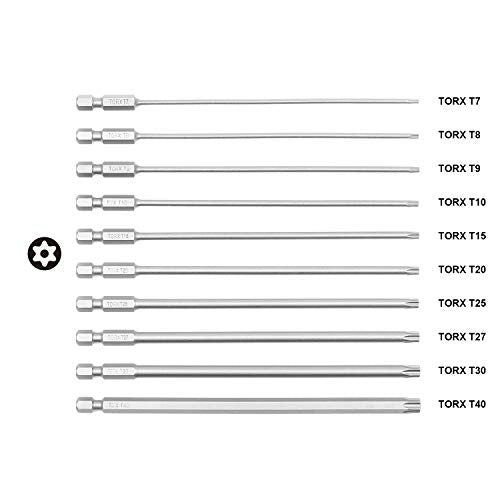 Protorq TORX Tamper Resistant Bits, Security TORX Bits (T7-T40), 150mm, 10 -Pieces, High Grade S2 Steel - size: 10pc 6 in. Torx Security
