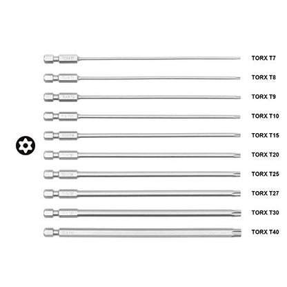 Protorq TORX Tamper Resistant Bits, Security TORX Bits (T7-T40), 150mm, 10 -Pieces, High Grade S2 Steel - size: 10pc 6 in. Torx Security