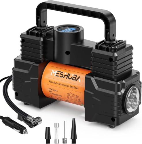 Tire Inflator Portable Air Compressor Air Pump Car Accessories 12V DC Auto Pump Emergency LED Light for Bicycle Balloons (Orangr, Digital Display) - color: Orange