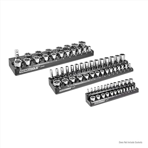 OEMTOOLS 22487 3 Piece Metric Magnetic Socket Organizers for Toolboxes, Socket Holder, Black Tool Box Organizer - style: 3Pc Black