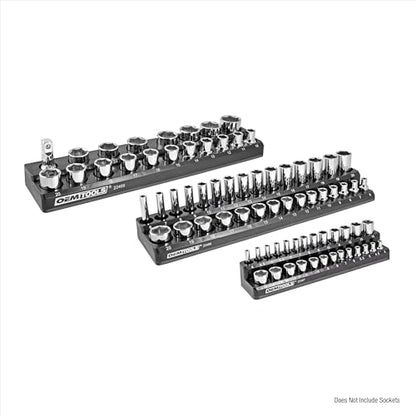 OEMTOOLS 22487 3 Piece Metric Magnetic Socket Organizers for Toolboxes, Socket Holder, Black Tool Box Organizer - style: 3Pc Black