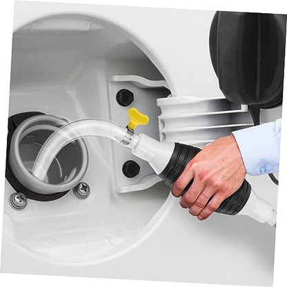 1set Manual Transfer Pump Kit Siphon Hose and Check Valve Portable Hand Pump for Gas Oil and Water Plastic and Stainless Steel Design Easy for Home and Automotive Use
