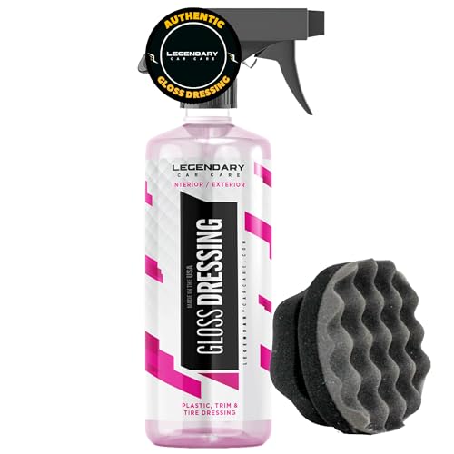 Legendary Gloss Dressing with Applicator 16oz - Tire Shine Spray & Plastic Restorer – Water Based & Non-Greasy Interior/Exterior Detailing Spray - Trim, Rubber, Vinyl & Plastic Restorer for Cars - size: Gloss Dressing 16oz with Applicator