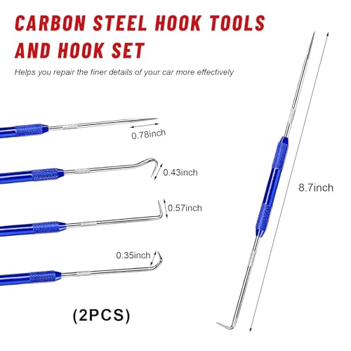 2 PCS Carbon Steel Hook Tool and Pick Set, Precision Double End Hook and Pick Tool Puller Remover, O-Ring Seal Gasket Picks Set Auxiliary Dismantling Fittings for Most Cars (Blue) - color: Blue