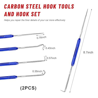 2 PCS Carbon Steel Hook Tool and Pick Set, Precision Double End Hook and Pick Tool Puller Remover, O-Ring Seal Gasket Picks Set Auxiliary Dismantling Fittings for Most Cars (Blue) - color: Blue