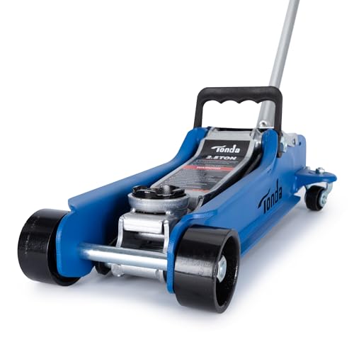 TONDA Low Profile Car Jack, 2.5 Ton (5,000 lb) Hydraulic Trolley Floor Jack for Garage, Home, Shop, Lifting Range 3.35" to 14.57", Blue - color: BLUE