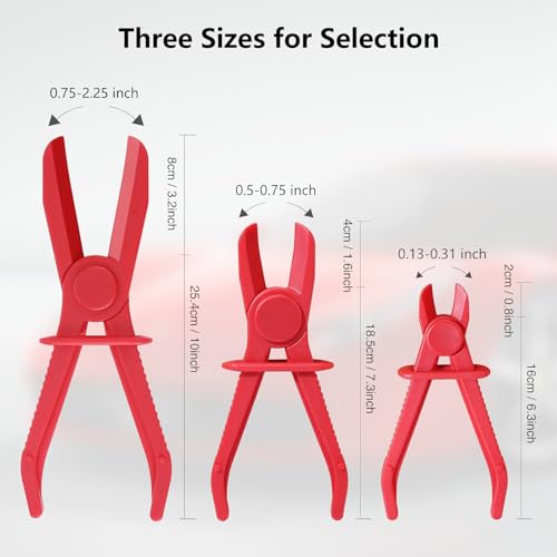 6 Pack Automotive Oil Pipe Cut-off Pliers, 255 mm/185 mm/155 mm Three Sizes with 0-65 mm Opening Range Hose Pinch Off Pliers Set for for Fuel, Coolant & Brake Lines