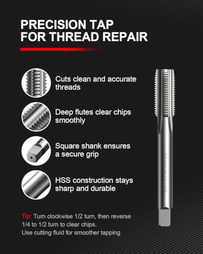 Kolvoii M12 X 1.5 Metric Thread Repair Kit with HSS Drill Bit, Tap, Counterbore and Installation Tool, 10 Solid 304 Stainless Steel Thread Inserts, 9.2mm Length, for Automotive and DIY Repairs - size: M12x1.5x9.2mm