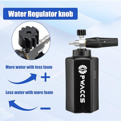 PWACCS Pressure Washer Foam Cannon Dual Connector, Adjustable Foam Blaster | 1/4" Quick Connect, 1.5 L Capacity, 3600 PSI, Big Mouth Snow Foam Lance, Black - style: Dual Foam Cannon