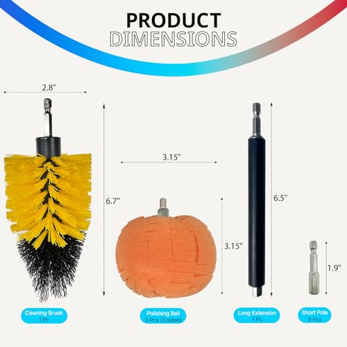 8 PCS Drill Bit Polishing Ball, with Hand-Held Extension Bracket | Metal Polishing Tool, Car Wheel Polishing Sponge, Polishing Pad,Suitable for Household Standard Hand Drill - style: ball _8