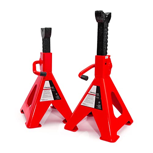 Steelman Heavy Duty 6-Ton Capacity Automotive Jack Stands, Adjustable Height, Contoured Saddle, 1 Pair - size: 6 Ton Capacity