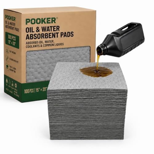 Heavy Duty 15" x 20" Oil Absorbent Pads 100 Pack, Absorbent Pads | Absorbs Up 14oz Per Pad |Absorbs Oil & Water | Fast Wicking | Locks in Liquids | For Garage Workshop Factory Repair Cleanup - color: Gray, size: 15" x 20" x 2 mm 100pcs
