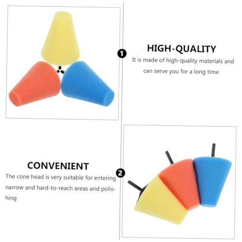 3pcs Car Wheel Polishing Sponge Pads Abrasive Cone Auto Wheel Hub Polishing Pads Kit for Automotive Detailing and Repair