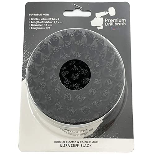 Premium Drill Brush Professional – Ultra-Stiff 4 in Black | Scratch-Free Heavy-Duty Cleaning Brush for Concrete, Brick, Stone, Metal, Masonry, Garage, BBQ Grills, Rust and Construction Tools - color: Black