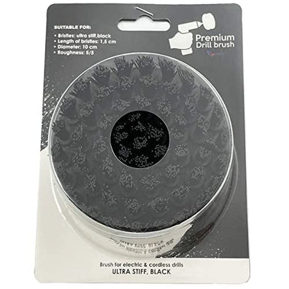 Premium Drill Brush Professional – Ultra-Stiff 4 in Black | Scratch-Free Heavy-Duty Cleaning Brush for Concrete, Brick, Stone, Metal, Masonry, Garage, BBQ Grills, Rust and Construction Tools - color: Black
