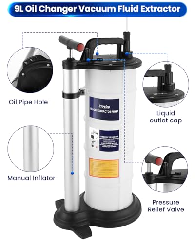 ATPEAM Oil Changer Vacuum Fluid Extractor | Manual Engine Oil Extractor Oil Changer Vacuum Fluid Extractor Pump Tank Remover (9L)