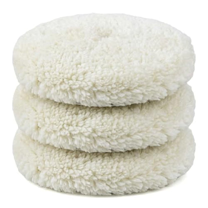 Fasmov 3 Pack Wool Polishing Pad, 7 inch Wool Buffing Pad for Compound Cutting & Polishing, Buffing Pad Kit for Car, Boats, Trucks and RVs Polishing