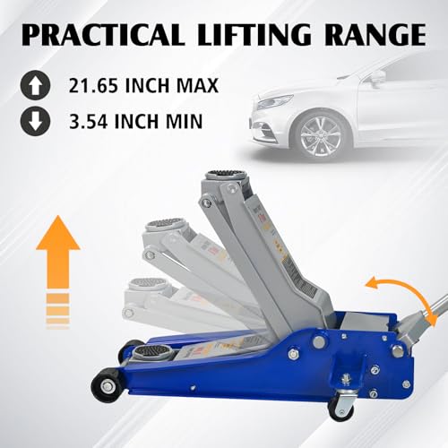 5 Ton Heavy Duty Hydraulic Floor Jack, Low Profile Steel Service Jack, Dual Piston Quick Lift, CE Certified - size: 5T Low Profile 3.54" Min Height
