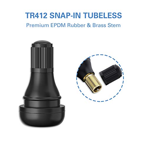 CKAuto TR412 Rubber Snap-in Short Black Tire Valve Stem for Tubeless 0.453 Inch 11.5mm Rim Holes on Standard Vehicle Tires (50pcs/Bag) | EPDM Rubber, for Standard .453" 11.5 mm Rim Holes, Compatible with Most Cars, SUVs, Light Trucks, and Trailers - size: