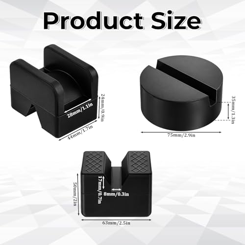 8 Pcs Jack Stand Pads, Black Rubber Cars Jack Stand Pads 2-3 Ton Universal Slotted Rail Pinch Welds Protector for Car Accessories