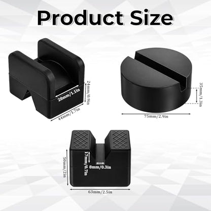 8 Pcs Jack Stand Pads, Black Rubber Cars Jack Stand Pads 2-3 Ton Universal Slotted Rail Pinch Welds Protector for Car Accessories