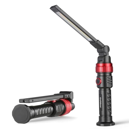 Magnetic Work Light | 1200LM Magnetic LED Work Light Rechargeable Foldable Light Bar | 360°Rotation 5 Modes | Portable Power Bank for Auto Repair|Grill|Camping and Outdoor(Red) - color: Red