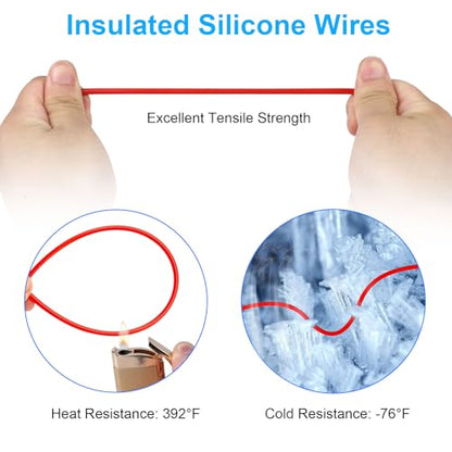 Linkstyle 25PCS Silicone Multimeter Test Leads Kit: Replaceable Wire Piercing Probes, Test Hook Clips, Alligator Clips, Testing Tweezer for Digital Electrical Multimeter Testing - color: 25PCS: Red+Black