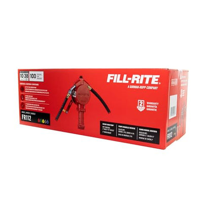 Fill-Rite FR112 Fuel Transfer Rotary Hand Pump w/Discharge Hose, Straight Spout, Vacuum Breaker, & Suction Pipe - style: Rotary Pump w/Accessories