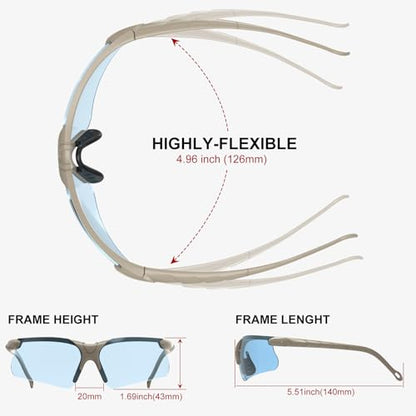xaegistac Shooting Glasses with Case-Safety Glasses Anti Fog | Z87.1 Certificated Impact Resistance Safety Glasses for Hunting Shooting Sports - color: Blue Lens Khaki Fram