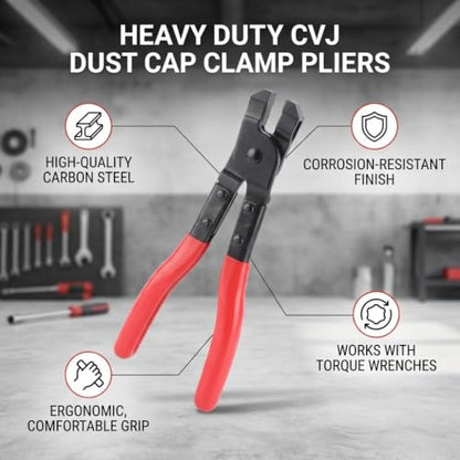 CV Boot Clamp Plier, Ear Type Clamp Plier for CVJ Boot Clamps Precision Compression Joint Tool Carbon Steel Anti Rust Durable Grip Design for CV Axle Service and Auto Repair