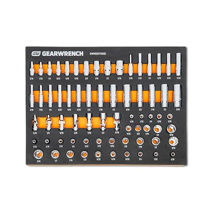 GEARWRENCH 68 Piece 1/4” Drive Master SAE Socket Set in Foam Storage Tray - GWMSSKT14SAE - size: One Size, style: 1/4" Chrome Sockets