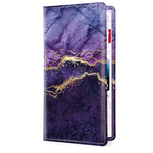 Car Registration and Insurance Holder，Colour Patterns Men Women Car License Document Registration and Insurance Card Holder - color: Purple Marble