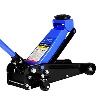 3 Ton Low Profile Floor Jack, Heavy Duty Steel Racing Floor Jack with Single Piston Quick Lift Pump, Lifting Range 5.1"-20", Hydraulic Jack Professional Car Jacks 3 Ton/6000 LBS Capacity, Blue - color: Blue - 3 Ton(Single Pump), Lift 5.1"-20"