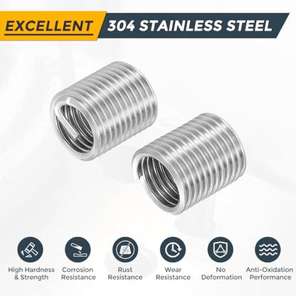 HARFINGTON 20pcs Wire Thread Repair Inserts M14 x 2 x 2D (28mm) Metric 304H Stainless Steel Helical Coiled Wire Screw Threaded Sleeve Sheath for Automotive Repairs - size: M14 x 2 x 2D