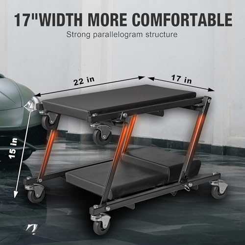 Torin 2-in-1 Foldable Garage Shop Creeper, 36" Black, 300 lbs Capacity, 6 Wheels, ATR6505B - style: Black Foldable Creeper